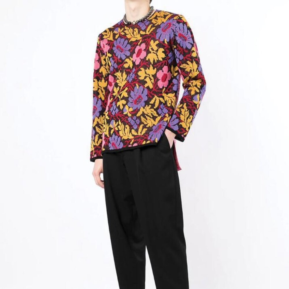 BNWT SS22 COMME DES GARCONS HOMME PLUS FLORAL SWEATER S